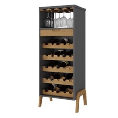 Adega 25 Garrafas com Porta Taça e 1 Gaveta HCL Grafite e Wood