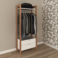 Armário Closet com Gaveta AZ1011 TCM Amendoa e Branco