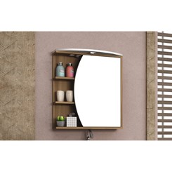 Armário para Banheiro 1 Porta Duna com tecla tomada e LED 60cm - Bosi - Nogal/Branco