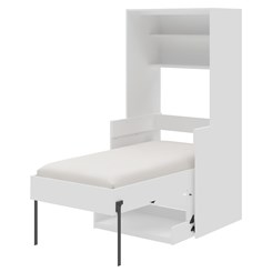 Cama de Solteiro Retrátil Vertical com Mesa Escrivaninha Forman SVS Branco