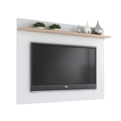 Conj. Rack Estante Painel p/ TV até 50 pol. 2038 - Quiditá - Branco/Siena