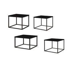 Conjunto 4 Mesas Quadradas Cube ATS Preto
