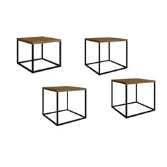 Conjunto 4 Mesas Quadradas Cube ATS Vermont e Preto