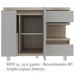 Conjunto para Banheiro com Espelheira e Gabinete com Cuba Malbec 100cm - Bosi - Barrique/Argento