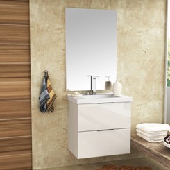 Conjunto para Banheiro com Espelheira e Gabinete com Lavatório Pietra 60cm - Bosi - Branco/Branco Br
