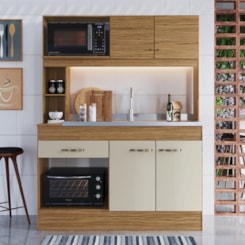 Cozinha compacta 4 portas e 1 gaveta DCB Naturalle e Cristalo