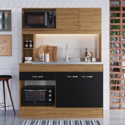 Cozinha compacta 4 portas e 1 gaveta DCB Naturalle e Preto