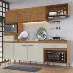 Cozinha compacta 6 portas e 2 gavetas DCB Naturalle e Cristalo
