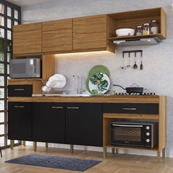 Cozinha compacta 6 portas e 2 gavetas DCB Naturalle e Preto