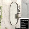 Gabinete Para Banheiro com Cuba Preta 01 Gaveta e Espelheira Vicenza BSI Cinza