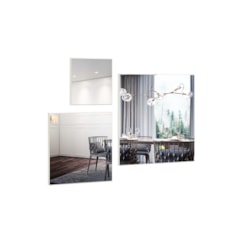 Kit Decorativo 3 Espelhos Quadrados DLC Off White