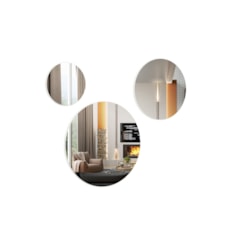 Kit Decorativo 3 Espelhos Redondos DLC Off White