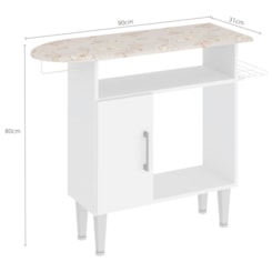 Mesa de Passar Roupa 90cm 1 Porta FLC Branco