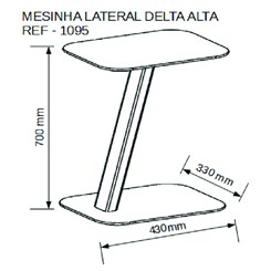 Mesa Lateral Alta Delta - Volttoni - Tampo/Base/Aste Preta