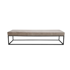 Puff 2 Lugares Giulia 140cm SFN Veludo Bege Requadro Preto