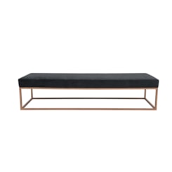 Puff 2 Lugares Giulia 140cm SFN Veludo Cinza Requadro Bronze