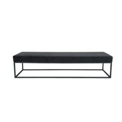 Puff 2 Lugares Giulia 140cm SFN Veludo Cinza Requadro Grafite